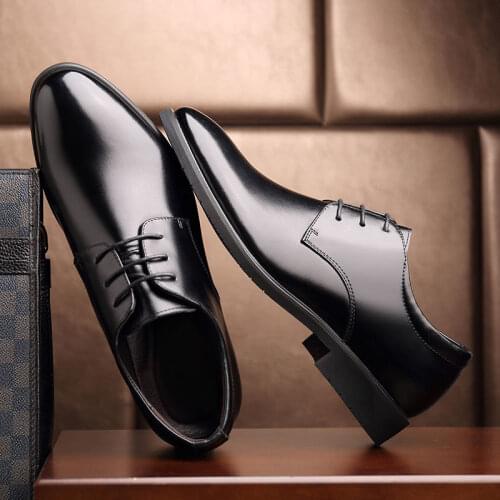 Spring and Autumn High Quality Leather Shoes Mens Shoes Spring New Business Formal Wear Leather Lace Up Casual Daddys Shoes