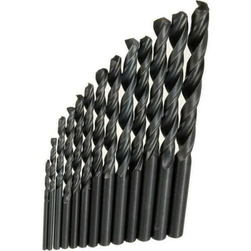 13Pcs/Set Black HSS Twisted Drill Bit Set 1.5mm-6.5mm Twist Straight Shank Twist Drill Bits Set for Woodworking Wood Metal