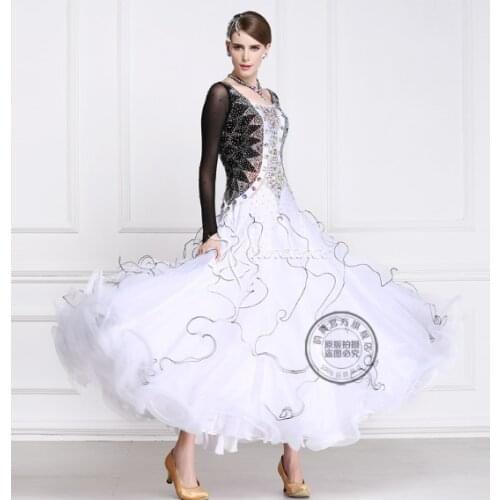 Customize ballroom dance competition dresses waltz rhinestone ballroom dress ballroom dance competition dresses black white