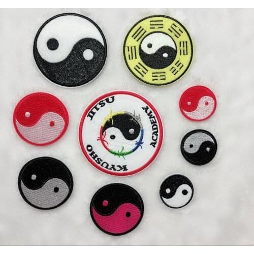 New Chinese Kung Fu Taiji Eight Diagrams Embroidered Patches Iron on Stickers Appliques for Jeans Clothes Motif Badge
