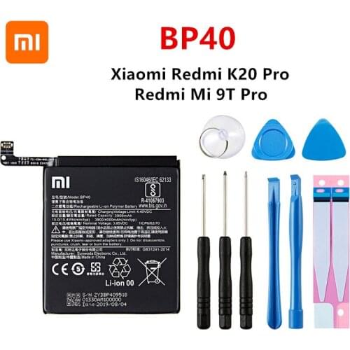 Xiao mi 100% Orginal BP40 4000mAh Battery For Xiaomi Redmi K20 Pro / Mi 9T Pro BP40 Phone Replacement Batteries +Tools