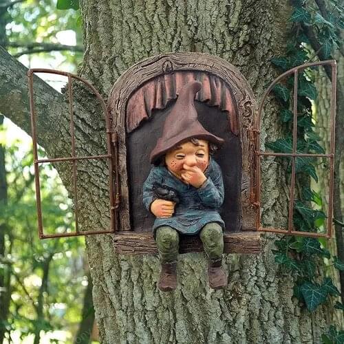 Naughty Gnome 3D Figurines DIY Garden Decoration Funny Resin Fairy Miniature Dwarf Goblin Lawn Courtyard Statue Handicraft Craft