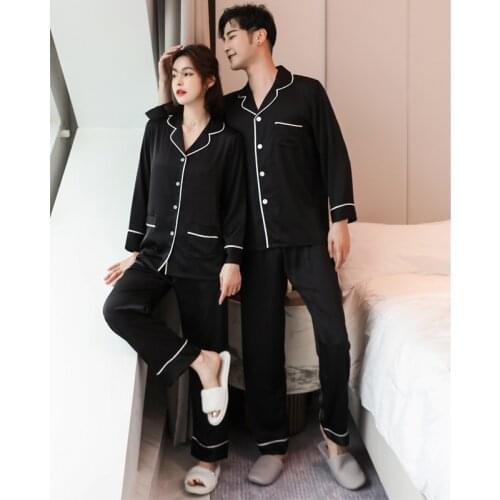 Pajama suit Satin Silk Pajamas Sets Couple Sleepwear Family Pijama Lover Night Suit Men & Women Casual Home Clothing