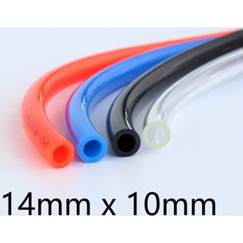 Air PU Tube OD 14mm x 10mm ID Pneumatic Component Parts Connector Hose Compressed Water Gas Pipe Transparent Blue 1M