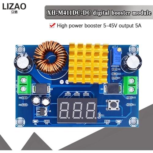 DC 3V-35V to DC 5V-45V Boost Module Digital Voltmeter DC-DC Step Up Module Boost Converter Board 5A Power Adjustable for Voltage