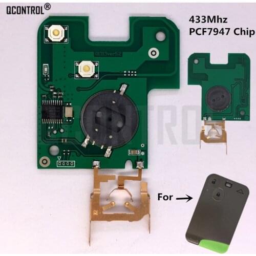 QCONTROL Car Remote Smart Key Circuit Board for Renault Laguna Espace Smart Card 433MHz PCF7947 Chip