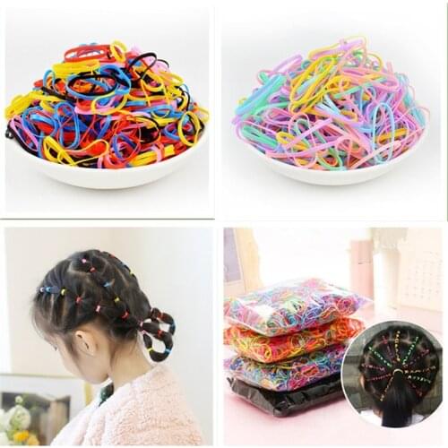500Pcs/Bag Girls Colourful Rubber Bands Children Elastic Hair Bands Ponytail Holder Rubber Bands Gum for Hair Accessories