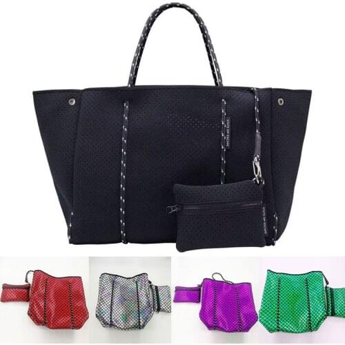 Luxurious Neoprene Breathable Bag Diving Fabric Large-capacity Shoulder Bag Casual Tote Bag Handbags Fish Scales Decoration Bag