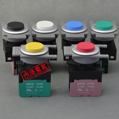 [ SA ]Imports EMA 30mm illuminated pushbutton switch iself-resetting E3P2 * red yellow blue and black 1NO/1NC--10PCS/LOT