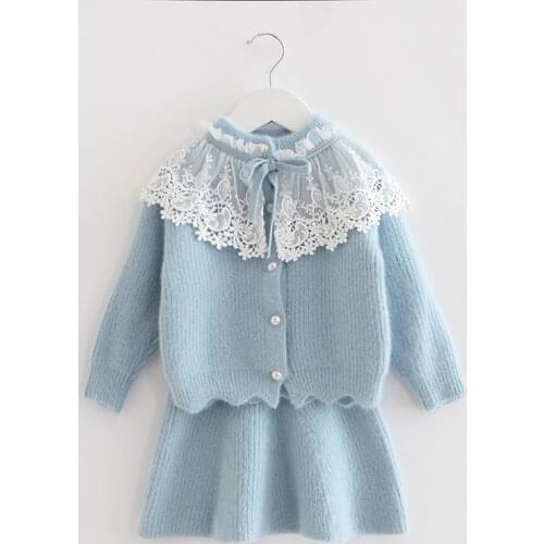 Girls Wool Outfits Clothing Set Sweater + Skirt 2 pieces Knitwear Cotton Children Causal Warm Clothes Kids winter Suit 3 4 Years