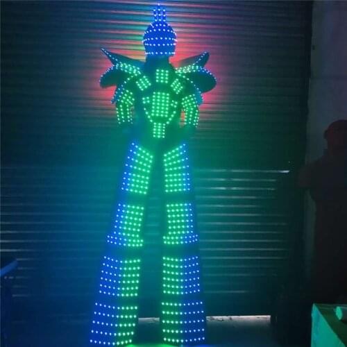 P43 Party ballroom dance led costumes led robot men suit stilts clothing dj RGB full color light men dress disco wears outfits
