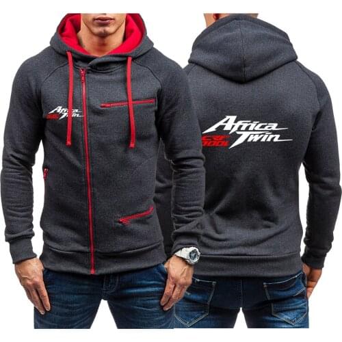 Africa Twin Crf 1000 L Printing 2021 Spring Autumn Hooded Sweatshirts New Slim Thick Pullover Male Diagonal Zipper Hoodies Coats