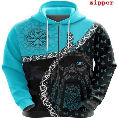 Viking Tattoo 3D Hoodies Printed Harajuku Coat Jacket Men For Women Fashion Zipper hoodies Drop Shipping 20