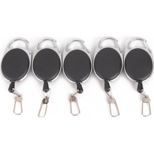 High Strength Steel Wire Pull Keyring Tag Card Holder Recoil Belt Metal Badge Retractable Reel ID Badge Holders