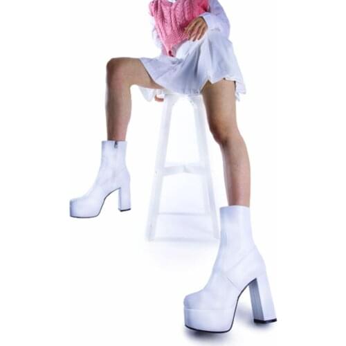 2021 Fashion Female Chelsea Boots Square Heel Zip Solid Super High Heel Zipper With High Platform Summer Cosy Woman Shoes