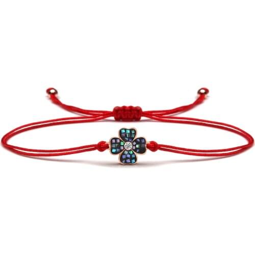 White Cubic Zirconia Rose-Gold Plated Abalone Shell Four Leaf Clover Luck Charm Bracelet For Women 2020 New Fashion Jewelry Gift