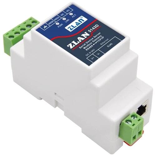 ZLAN 5143D Din Rail Serial RS485 to Ethernet TCP IP Server Ethernet Converter with Adaptor Optional