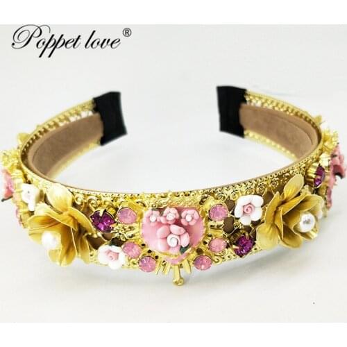 Gold Rhinestone Princess Hairband wedding Party Bridal Crown Headbands Flower Crystal Tiara Hair bands Hair Accessories