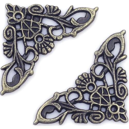 10Pcs Corner Protector Albums Menus Scrapbooking Hardware Folders Classic Zinc Metal Bronze Tone Jewelry DIY Finding 48x35mm