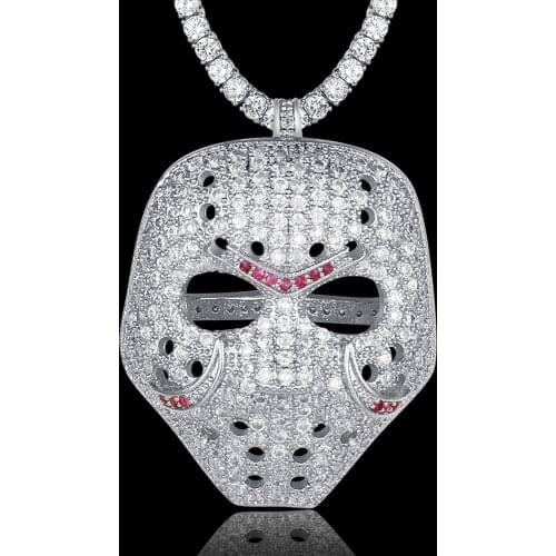 100% Micro Zircon Hip Hop Shining Mask Pendant Necklace For Men Jewelry Factory Prices Dropshipping Gift CZ Rapper Jewelry