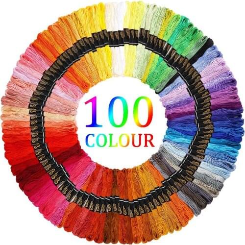 100 Skeins Embroidery Floss Thread Cross Stitch Threads for DIY Craft Cotton Sewing Skeins Kit Sewing Tool