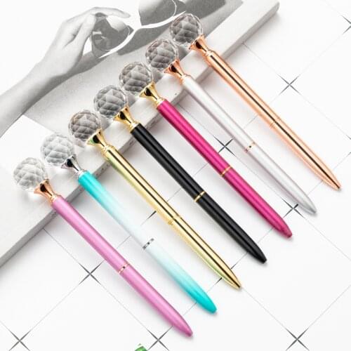 16 Pcs Per Set Metal Large Diamond Pen Glass Fashion Pen Creative Gift Ballpoint Pen Wholesale
