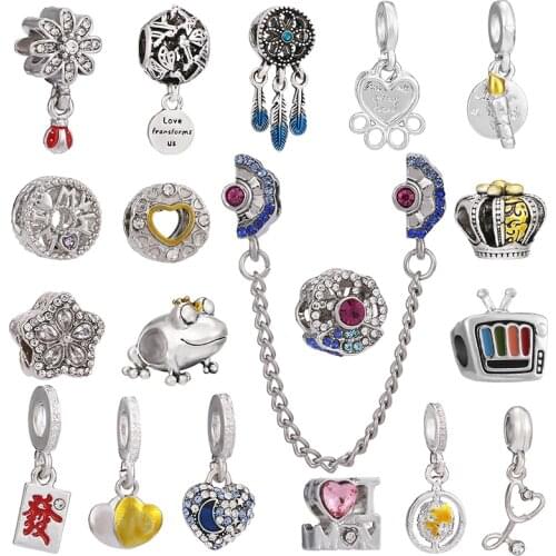 2Pcs/Lot Silver Color Newest Heart Frog Charm Beads Pendant Fit DIY Brand Bracelet Necklaces For Women Girlfriend Jewelry Making