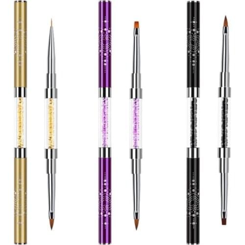 2 in 1 Acrylic Nail Brush for 3D Nails Art Design DIY Manicure Pedicure Tips Dual Head Brushes Professional Tools