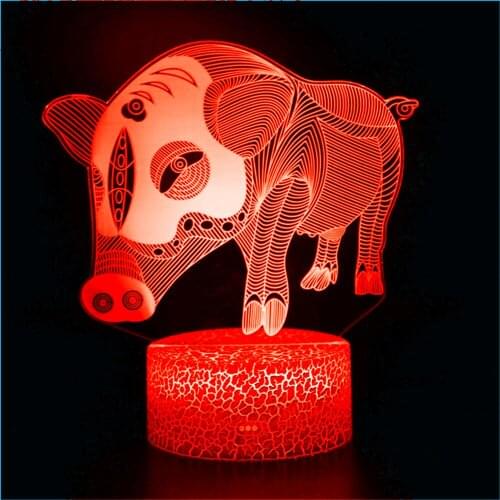 3D Night Light Zodiac Pig Pet Pig Toy Animal Cute Cute Cartoon Doll Child Birthday Christmas Gift USB LED Night Light Christmas