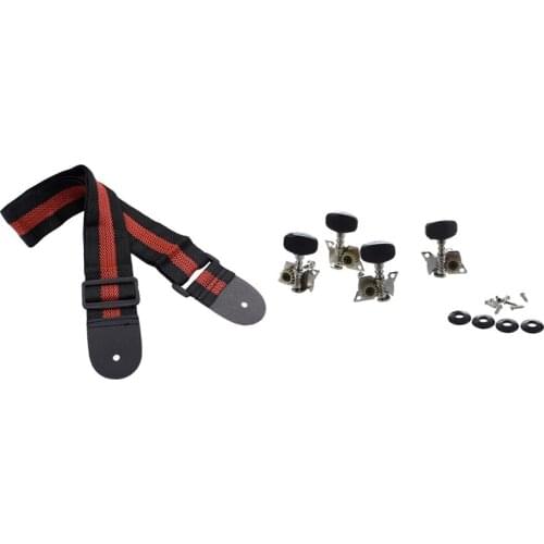 4Pcs Ukulele Guitar Tuning Pegs Machine Heads 2R and 2L with Adjustable Guitar Straps Nylon Acoustic Guitar Strap