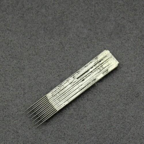 50 PCS 7 Pins Tattoo Eyebrow Needle Manual Needle Blade for 3D Embroidery Fog Microblading Permanent Eyebrow Tattoo Blade