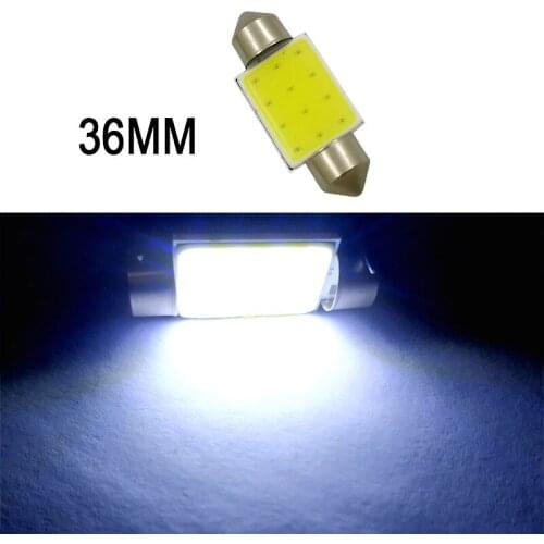50Pcs White Festoon LED COB Bulbs 36mm Car Bulb For Auto Dome Map Reading License Plate Lights 12V