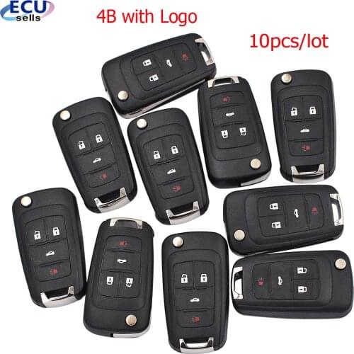 Promotion ! 10PCS X NEW 4 Button Flip Folding Key Shell Case Fob for Chevrolet Aveo Cruze Uncut Blade with Logo