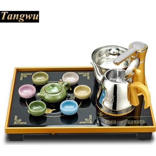 Automatic upper water electric kettle tea set, home electromagnetic stove table tray