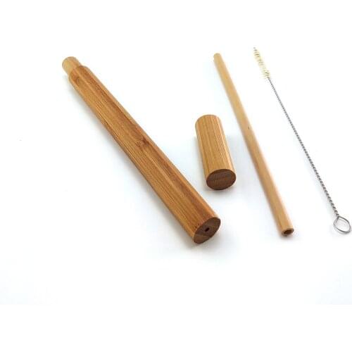 Zero Waste Natural Reusable Eco-Friendly Bamboo Drinking Straw Travel Set Straws Clean Brush With Portable Bamboo Tube