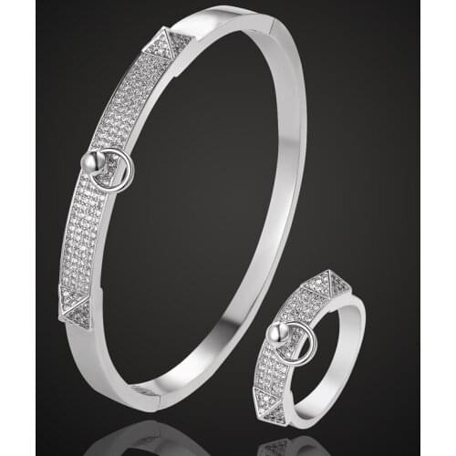 Blucome AAA Zircon bangle For Women Party jewelry Perfect Gold-color Mens Bangle Pulseira Mujer Women Love Bangle & Braceletes