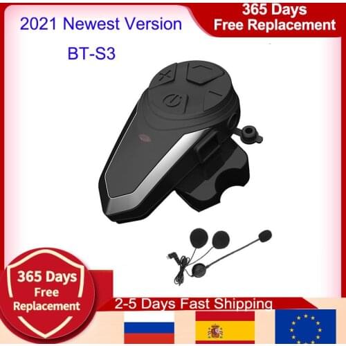 2020 Version BT-S3 Intercomunicador Moto motocicleta motorcycle intercom IPX7 FM 1000M motorcycle intercom bluetooth