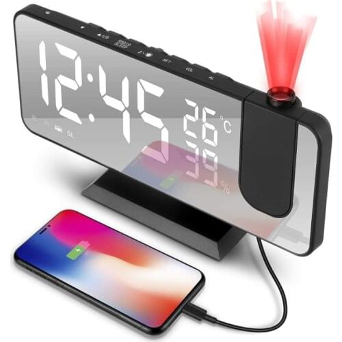 Home LED Digital Alarm Clock Projector Radio Alarm Clock Fashion Adjustable Mirror Alarm Clock Alarm Clock Relogio Horloge