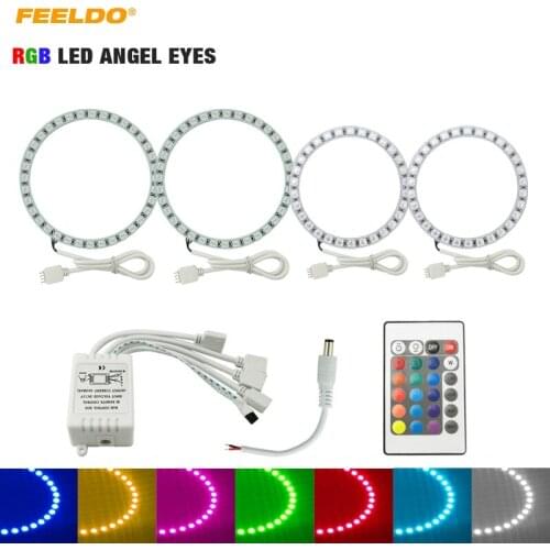 FEELDO 2X90mm 2X110mm Car RGB LED Angel Eyes Halo Ring Light Wireless Remote Control for Hyundai Elantra(04-06) Headlight #3209