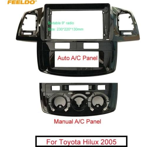 FEELDO Car Stereo 9 Inch Big Screen Fascia Frame Adapter For Toyota Hilux 2Din Dash Audio Fitting Panel Frame Kit