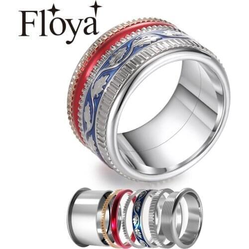 Floya Spinner Rings For Women Everyday Stainless Steel Ring Interchangeable Engagement Wedding Band 5 pcs Accessories