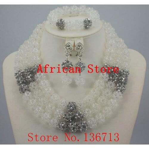 Fine African Beads Jewelry Sets Necklace Bracelet Earrings Rings Crystal Party Wedding Bridal BC328-3