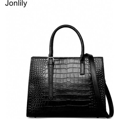 Jonlily Women Genuine Leather Shoulder Bag Female High Capacity Commuter Bag Fashion Crossbody Bag Elegant Handbag Totes -KG579