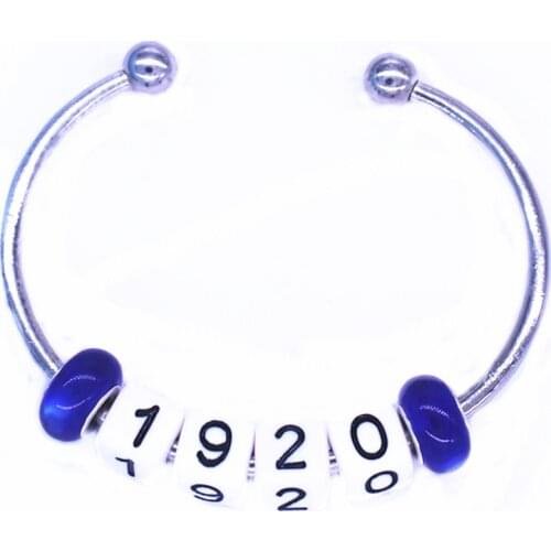 Quality Cooper Metal Blue Beads Founded 1920 Bangles Women Service ZETA Greek Sorority Bracelet Jewelry