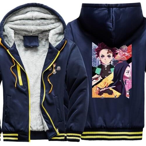 Kimetsu no Yaiba Mens 2020 New Thicken Jackets Mans Sweatshirts Fashion Harajuku Tracksuits Zipper Hipster moletom masculino
