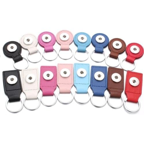 Hot Sales 8 Color Snap Key Chain for Keyring Women PU Leather Keychain Bag Pendant Fit 18/20mm Button Snap Jewelry