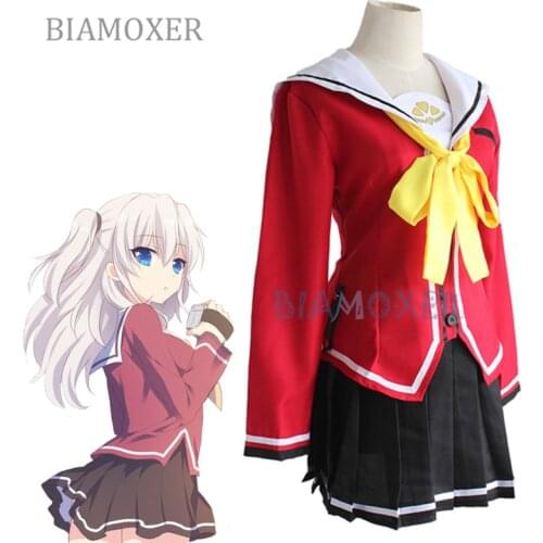 Sailor Suit Tomori Nao / Yusa Nishimori School Uniform Cosplay Costumes Anime Charlotte Full Set ( Top + Skirt + Bow Tie )