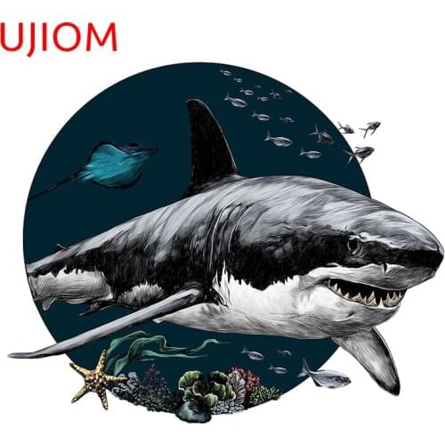 UJIOM Shark Wallsticker Bathroom Floor Kids Room Removable Wallpaper Home Decor Sticker Waterproof WallPoster Washroom PVC Decal