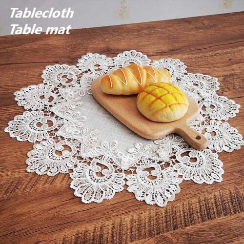 NEW Modern Linen Embroidered Border Round Placemat Kitchen Bread Food Fruit Plate Table Cloth Coaster European Party Decoration