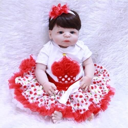NPKCOLLECTION 55cm Full Silicone Reborn Girl Baby Doll Toys Realistic Newborn Princess Babies Doll Lovely Birthday Gift Present